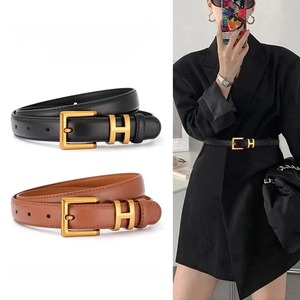 High Quality Women's Genuine Cow <b>Hide</b> Leather Belt with Steel Buckle Round Shape Soft Adjustable Easy Use Casual Style - Product Image 1