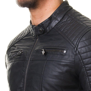 Veste en cuir pour hommes de haute qualité Veste en cuir de moto marron vieilli - Product Image 6