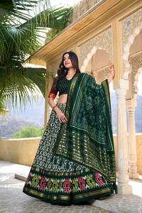 Última colección Ropa festiva étnica para mujer Moda Heavy Butter Silk Navratri Lehenga Choli Espejo Trabajo Algodón al por mayor - Product Image 3