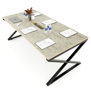 Mesa de Conferencia de Diseño Chino Contemporáneo de 200x100cm con Revestimiento de Melamina y Patas de Hierro - Product Image 1