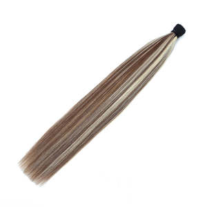 Extensions de cheveux I-Tip à micro-perles 8 pouces, cheveux humains chinois Remy, mélange brun cendré et blond platine, grade 12A, pré-collées - Product Image 3