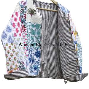 Veste habillée élégante pour femme, matelassée, patchwork, en coton doux, écologique, séchage rapide, garnissage en coton, col en V - Product Image 2