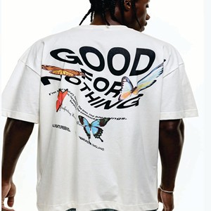 เสื้อยืดผ้าฝ้ายขนาดใหญ่ออกแบบโลโก้ได้ตามต้องการ-280G, DTG, การเย็บปักถักร้อย, การพิมพ์สกรีนผ้าไหมเสื้อยืดไหล่ตกสำหรับผู้ชาย - Product Image 4