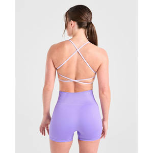 Soutien-gorge de sport croisé violet pastel de dernière marque soutien-gorge de sport décolleté en V flatteur à bretelles dans le dos soutien-gorge de sport fitness pour femmes adultes à impact élevé - Product Image 6