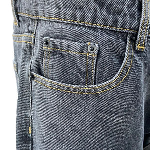 Pantalons en denim pour hommes, coupe droite, 100% coton, coupe ample, respirant, style vintage hip-hop, style streetwear, logo à la taille, décontracté, vente en gros - Product Image 5