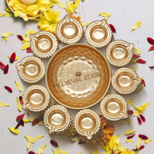 Urli de latón decorativo hecho a mano de la mejor calidad con Diya, perfecto para Diwali y ocasiones festivas, la empresa de fabricación más grande - Product Image 2