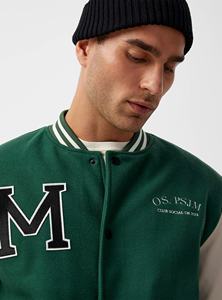 Blouson aviateur de baseball universitaire de haute qualité pour hommes personnalisé OEM respirant en satin tricoté hiver laine polaire bouton High Street - Product Image 2