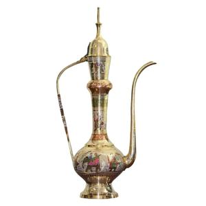 Aftaba en laiton de haute qualité avec gravure multicolore et finition polie pour l'eau potable, ustensiles de cuisine en laiton vintage - Product Image 5