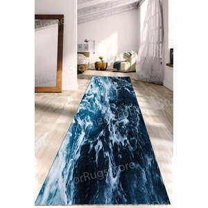 Alfombra con Estampado de Océano Estético - Estilo Rústico, Ola Azul del Océano, Paisaje Marino, con Pelo Suave - Product Image 5