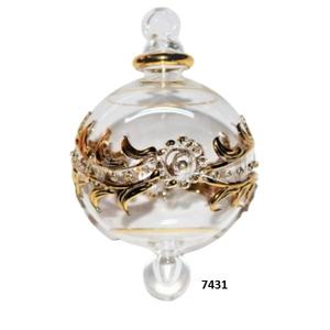 Boule de verre de Noël décorée en or, ornement égyptien en forme de boule de verre soufflée à la main, ornement décoratif en forme de X Mas Tree - Product Image 1