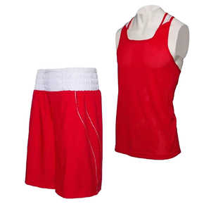 Ensemble de veste et de short de kick-boxing unisexe 100% polyester, uni, personnalisable, vêtements d'arts martiaux en gros, uniformes de boxe - Product Image 3