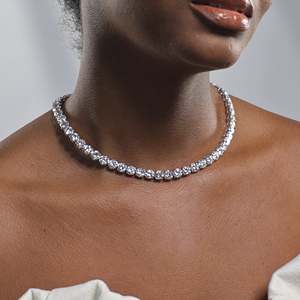 Haute Joaillerie Dazzling Lab Diamant Clouté Or Pur 18K Hip Hop Style Tennis Chaîne Collier Meilleur Pour Les Cadeaux D'anniversaire En Gros - Product Image 4