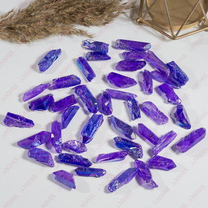 Points de quartz Aura miniatures de couleur violette naturelle, cristaux semi-précieux pour la guérison, la décoration et la méditation, au prix de gros - Product Image 2