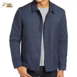 OEM 2024热卖时尚户外高品质定制设计蓝色纯色男士教练夹克
