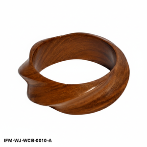 Brazalete de Madera Natural Hecho a Mano con Diseño de Onda Curva, Brazalete de Madera Grueso, Joyería Étnica Boho para Mujer - Product Image 2
