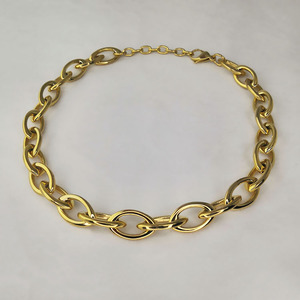 Collana Hip Hop con Catena Spessa Ovale in Acciaio Inossidabile Placcato <span class=keywords><strong>Oro</strong></span> 18K PVD di Alta Qualità P203185 - Product Image 5