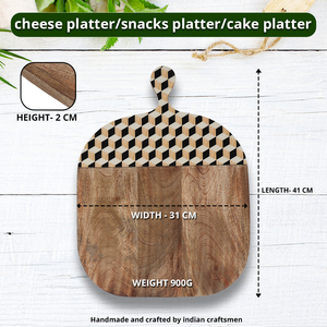 Bandeja decorativa de madera de acacia con asas para el desayuno - Product Image 3