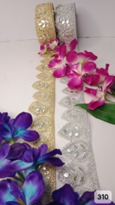 ผ้าลูกไม้ปักระดับพรีเมี่ยมพร้อมลูกปัด zari ปักเลื่อมเหมาะสำหรับงานรื่นเริงงานแต่งงานเสื้อผ้า - Product Image 5