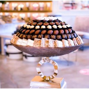 Présentoir à chocolat de conception avantageuse en bol à bonbons en métal argenté avec support en bois pour la maison et l'hôtel Prix d'usine - Product Image 3