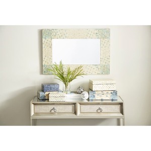 Miroir mural de luxe en nacre rectangulaire, cadre en coquillage fait à la main, salle de bain, salon, miroir décoratif - Product Image 4