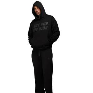 Sweat à capuche noir surdimensionné pour homme, 380GSM, coton biologique lourd, streetwear, pull avec logo imprimé en relief mat - Product Image 6