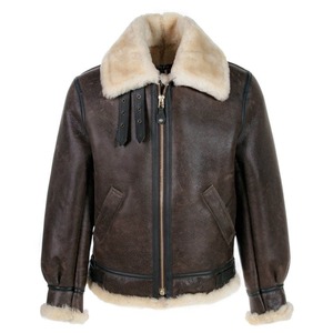 Chaquetas de cuero para hombre real, piel de oveja pura desgastada, Sherpa Shearling, piel sintética, elegante Chaqueta de punto con cinturón suave para hombre - Product Image 1