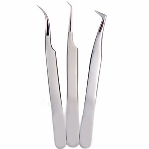 Pinzas de pestañas de acero inoxidable de alta calidad Instrumento de belleza para damas Etiqueta privada personalizada Fibra de alta calidad - Product Image 3