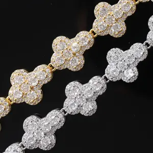 Exclusive Top Icy Iced Cubic Zirconia Cloud Hip Hop Chain And Link <b>Bracelet</b> Geometric Gold Plated Brass For Women And <b>Mens</b> Gift - Product Image 3