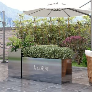 Maceta grande de lujo de acero inoxidable maceta de metal blanco para plantas grandes - Product Image 5