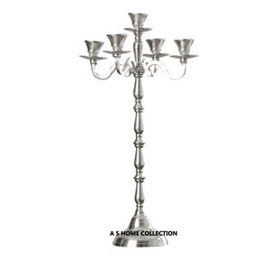 Candelabros de decoración del hogar grandes de alta calidad para centros de mesa de boda de 5 brazos de Color negro completo de lujo - Product Image 2