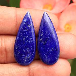 ต่างหูหรือเครื่องประดับทำมือจากพลอยลาพิส ลาซูลี สีน้ำเงินธรรมชาติ รูปทรงสามเหลี่ยม/ลูกแพร์/วงรี - Product Image 3