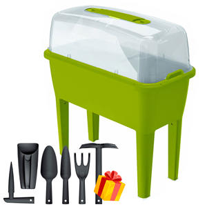 Jardin urbain avec serre en polypropylène de 52L, 77x38x82cm, couleur pistache + ensemble GRATUIT de 6 outils de jardinage - Product Image 1
