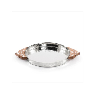 Plateau de service fantaisie design de forme ronde plateau à chocolat de table décoratif couleur argent nickelé plats et assiettes sans danger pour les aliments - Product Image 4