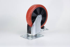 2023 Newest Design 6-Inch Red Polyurethane (PU) <b>Swivel</b> Plate Casters Rigid Medium Duty Trolley Equipment 200kg Capacity OEM - Product Image 4