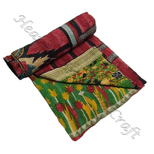 Venta al por mayor hecho a mano algodón kantha colcha reversible tiro vintage gudri indio Reversible cosido a mano tiro pesado viejo - Product Image 5