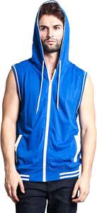 Vêtements de sport pour hommes en gros à prix abordable : Débardeur stringer zippé respirant en polaire et Sweat à capuche - Product Image 5