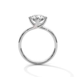 Bague de fiançailles solitaire ronde en diamant, or blanc, jaune et rose 10K, 14K, 18K - Product Image 4