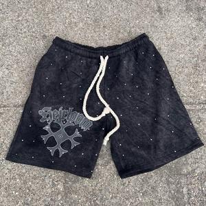 Pantalones cortos bordados desgastados de felpa francesa personalizados para hombre, pantalones cortos bordados de algodón de peso pesado, la mejor ropa de calle, pantalones cortos de verano para hombre - Product Image 4