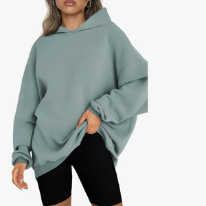 Alta calidad de gran tamaño mangas completas 100% algodón cuello redondo Casual último diseño 500gsm ropa de invierno Sudadera con capucha para mujer - Product Image 3