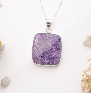 925 sello piedra sólida regalo de boda mejor diseñador colgante joyería 925 plata esterlina hecha a mano piedra preciosa Charoite Spinner colgante - Product Image 2