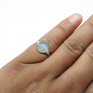 Natural <b>Labradorite</b> Gemstone 925 Sterling Silver Bezel Cushion Shape Artisan <b>Ring</b> Custom Order Design Boho Jewelry Manufacturer - Product Image 2