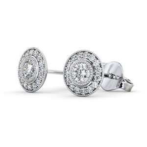 Vente en gros 0.70CTW Round CVD Lab Grown Diamond Boucles d'oreilles pour femmes Halo Unique 14K Solid White Gold Boucles d'oreilles bijoux personnalisables - Product Image 4