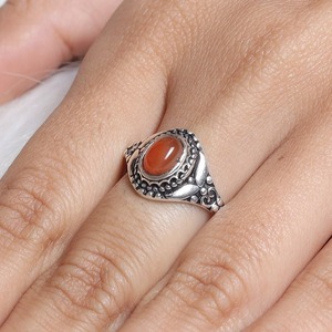 Anillo de plata estilo bohemio hecho a mano, joyería de plata de ley 925, piedra preciosa cornalina, anillo de tendencia, joyería para mujer, regalo para ella - Product Image 5