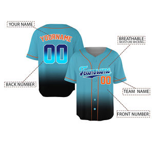 Maillot de baseball unisexe en gros, impression par sublimation personnalisée, respirant, manches courtes, uniforme pour jeunes et adultes - Product Image 6