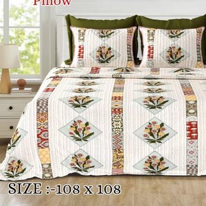 Urbania Ensemble de couettes en coton super luxe 2 taies d'oreiller matelassées Impression traditionnelle de Jaipur Doux Lavable Écologique Toutes saisons - Product Image 1