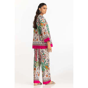 ชุดเซ็ต Cambric Bohemian Print IPST-77152 ไซส์ XS สำหรับผู้หญิง เสื้อแขนสามส่วนแบบไม่มีปก สำหรับชุดฤดูใบไม้ผลิ/ฤดูร้อน - Product Image 1