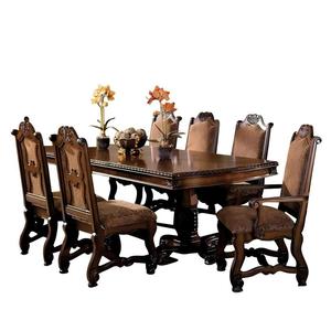 Ensemble de <span class=keywords><strong>table</strong></span> à manger en <span class=keywords><strong>bois</strong></span> de style vintage américain classique, design européen antique, <span class=keywords><strong>table</strong></span> sculptée en <span class=keywords><strong>bois</strong></span> de bouleau pour <span class=keywords><strong>8</strong></span> <span class=keywords><strong>personnes</strong></span> - Product Image 1