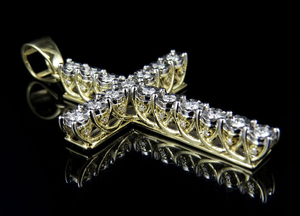 Diamant taille ronde clouté en argent sterling S925 pendentif croix charme élégant Moissanite Design cadeau pour tout le monde - Product Image 3