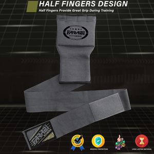 Guantes Interiores de Poliéster Farabi para Niños, Medios Dedos, Acolchados con Gel, Ecológicos, Color Personalizado, Correas de Gancho y Bucle, para MMA, Boxeo, Artes Marciales - Product Image 4