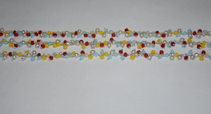 Top Quality 100% Silver Plated 5 Color Multi Glass Beads Cluster <b>Rosary</b> Chain Thick Beaded Chain for Jewelry Making - Product Image 5